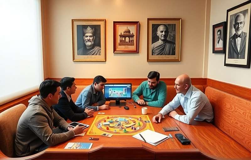 Taj Time Tracker Community Meetup Taj Time Tracker community meetup showing players, historians and educators discussing the game's historical accuracy and educational value