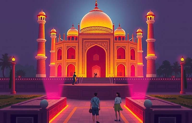 Taj Time Tracker Festival Events Taj Time Tracker Diwali event showing the construction site decorated with traditional lamps and players completing festival challenges